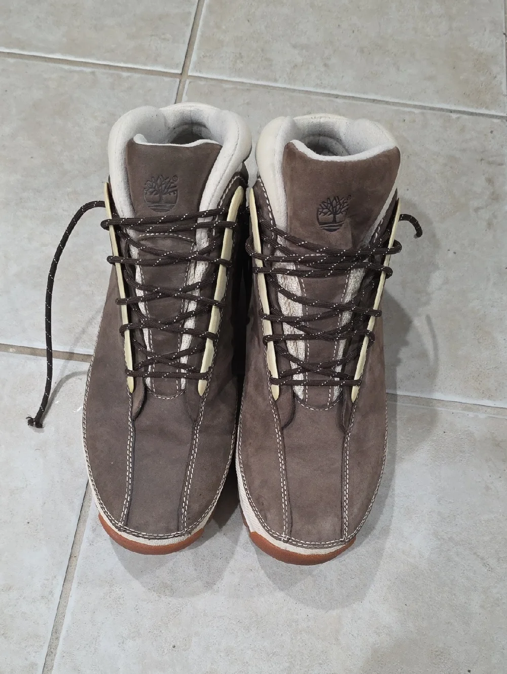 Timberland Men's Taupe Suede Lace-Up Outdoor Boots, Size 10M - Genuine leather
